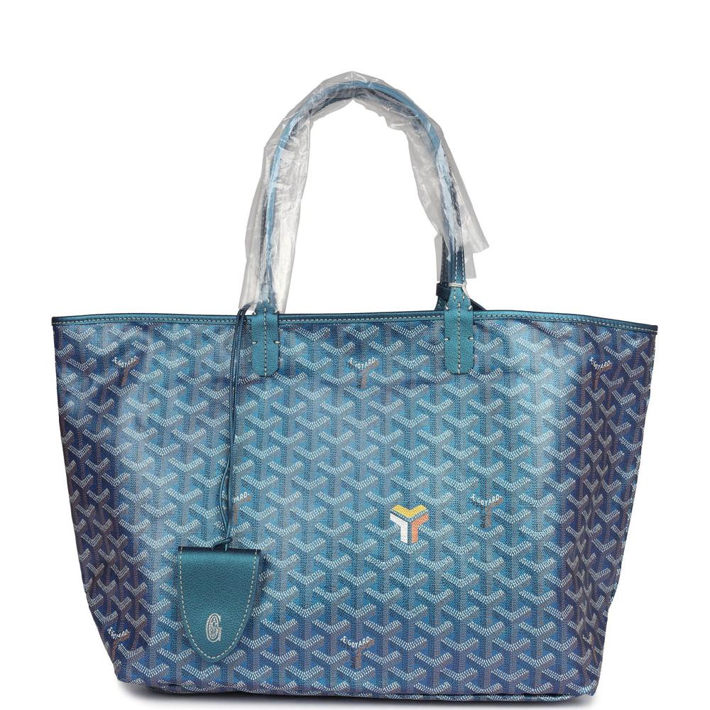 Goyard Goyardine Pearly Blue Saint Louis PM Tote Bag Palladium Hardware
