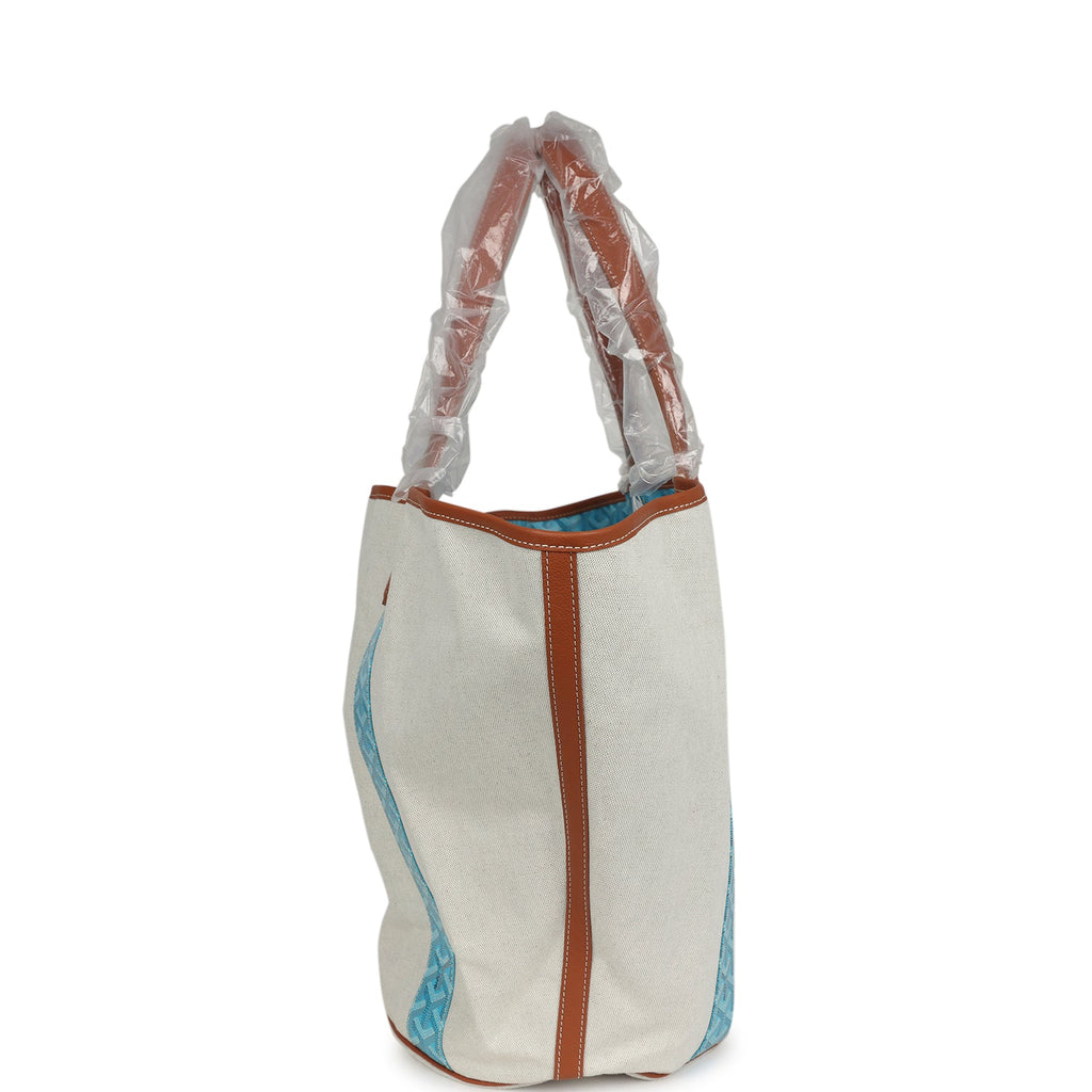 Goyard Goyardine Turquoise Belharra Reversible Beach Tote Bag