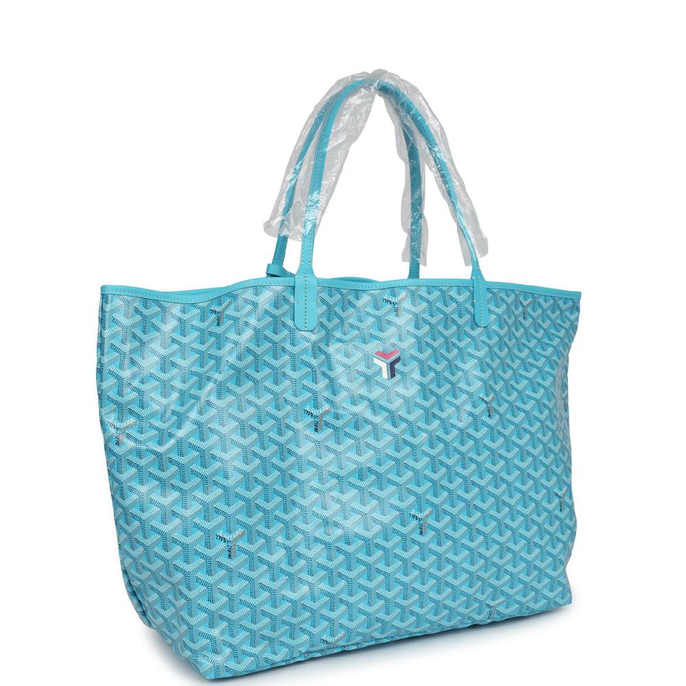 Goyard Goyardine Turquoise Saint Louis GM Tote Bag & Balise Towel Palladium Hardware