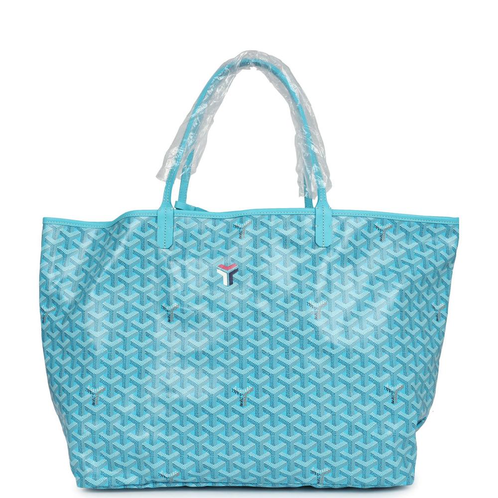 Goyard Goyardine Turquoise Saint Louis GM Tote Bag & Balise Towel Palladium Hardware