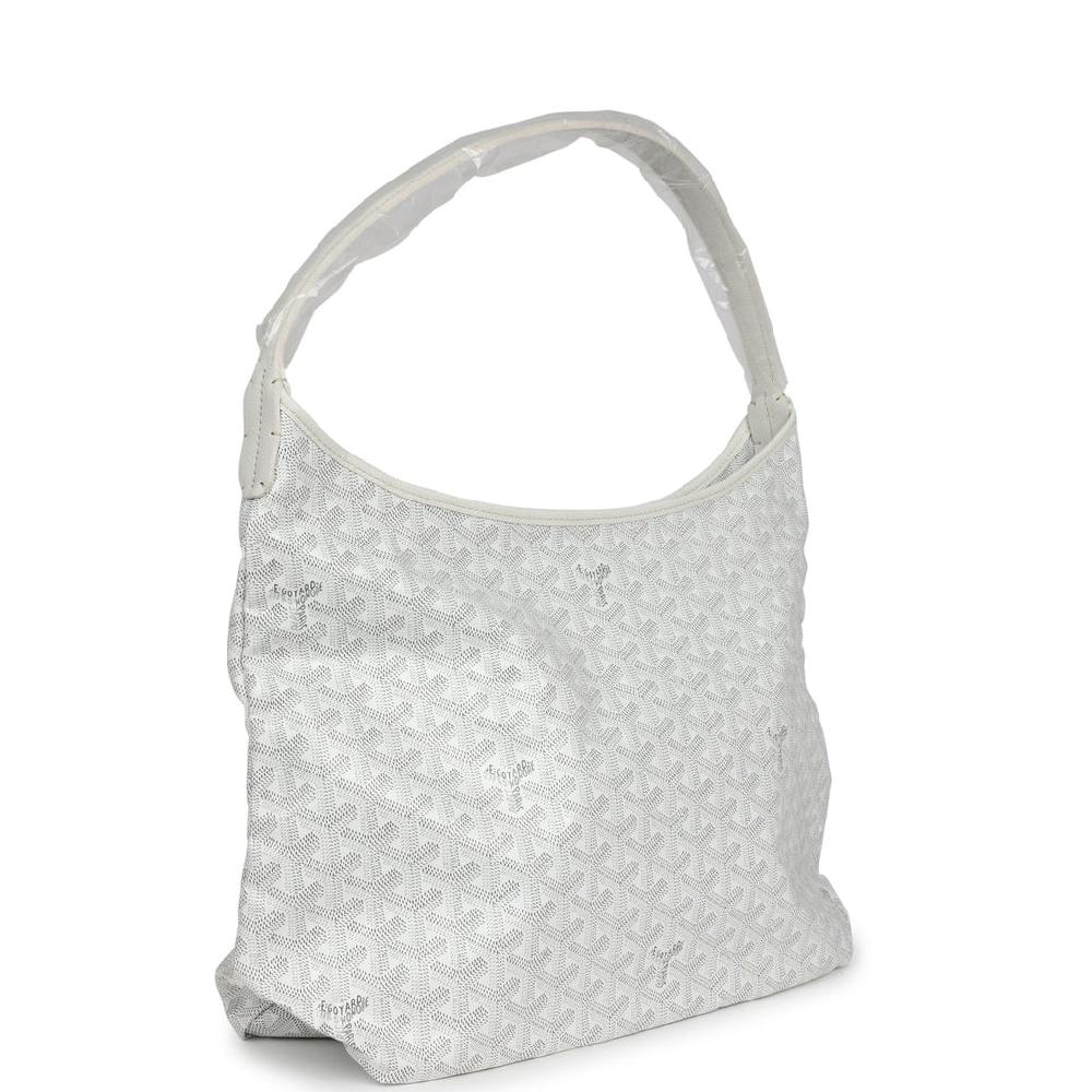 Goyard Goyardine White Boheme Hobo Bag Palladium Hardware