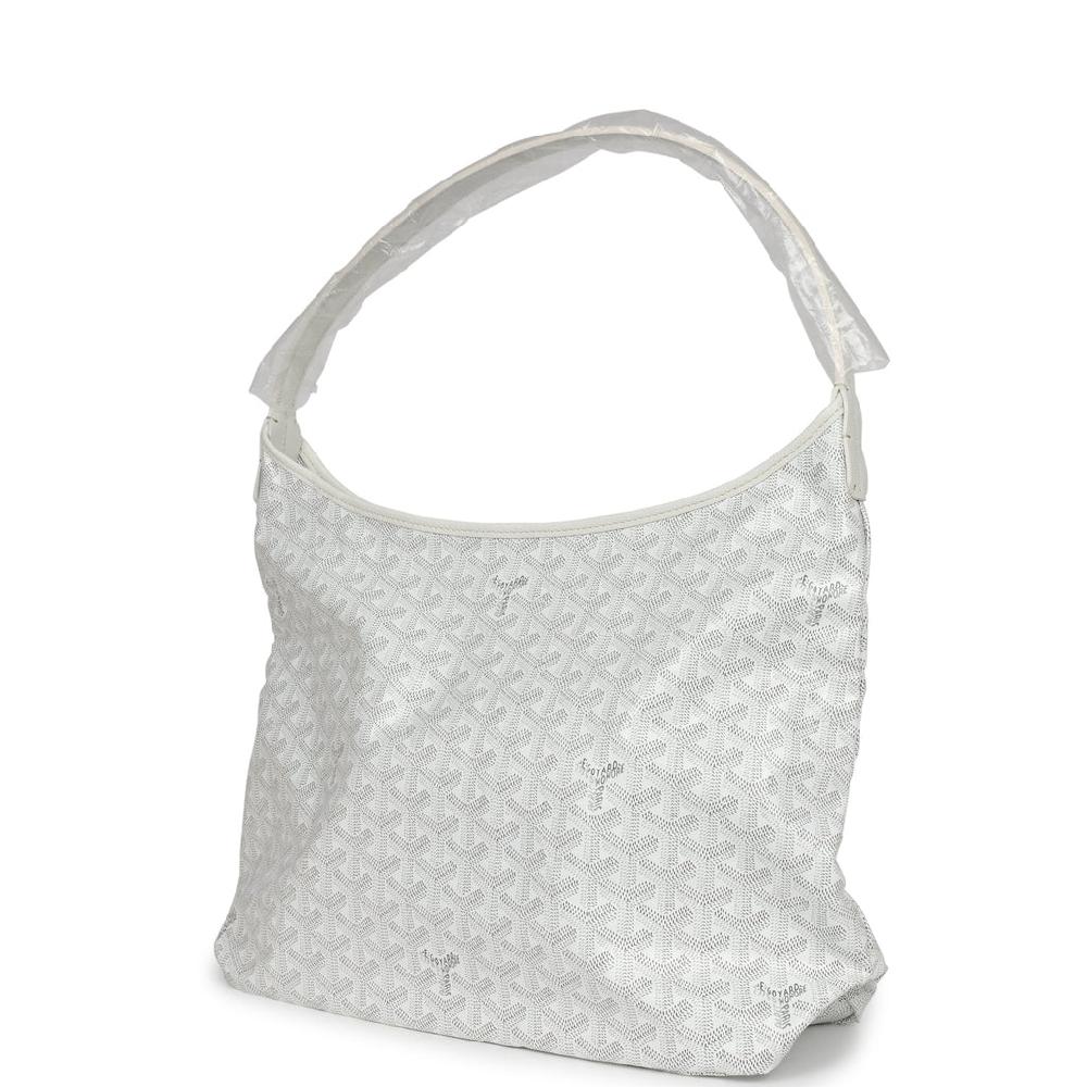 Goyard Goyardine White Boheme Hobo Bag Palladium Hardware