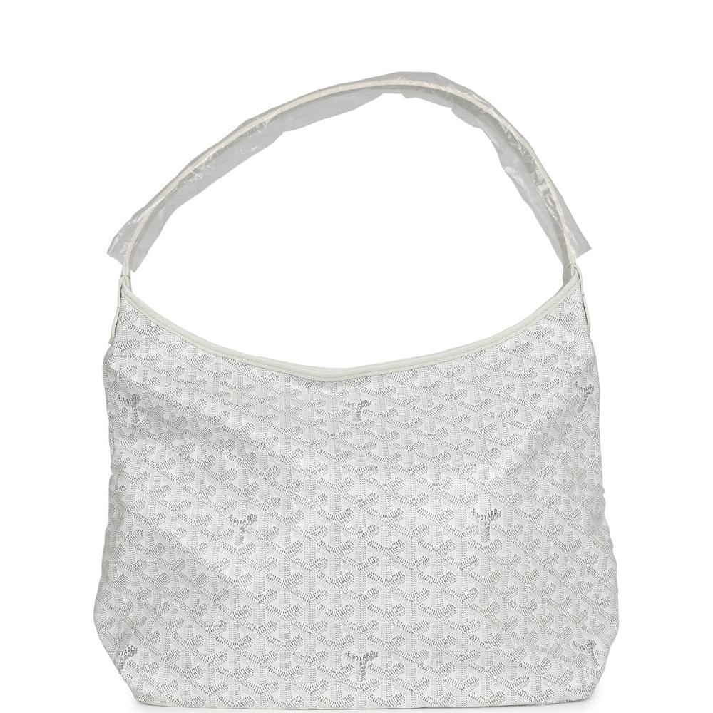 Goyard Goyardine White Boheme Hobo Bag Palladium Hardware