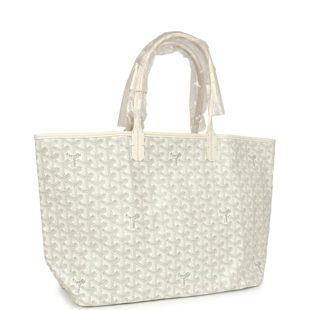 Goyard Goyardine White Saint Louis PM Tote Bag Palladium Hardware