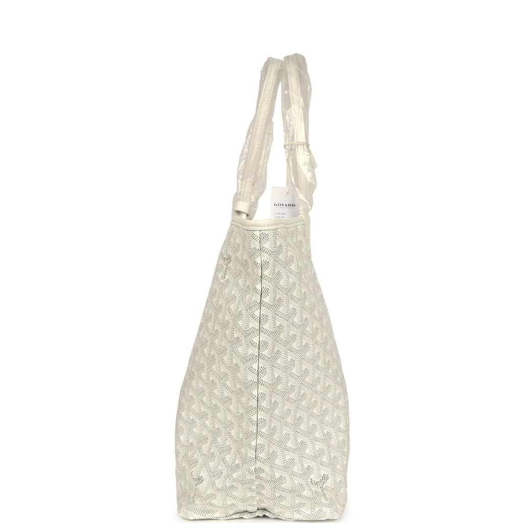 Goyard Goyardine White Saint Louis PM Tote Bag Palladium Hardware
