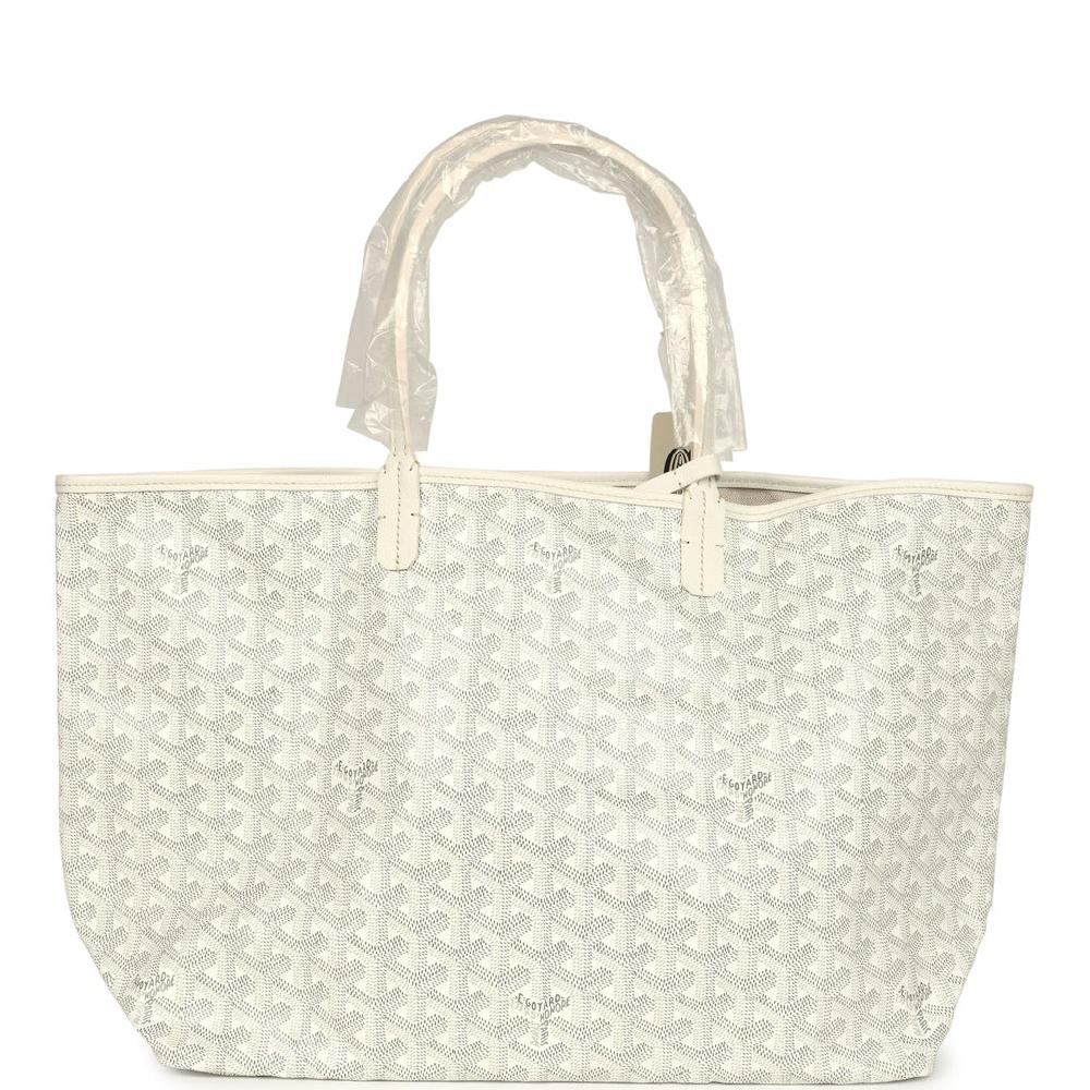 Goyard Goyardine White Saint Louis PM Tote Bag Palladium Hardware