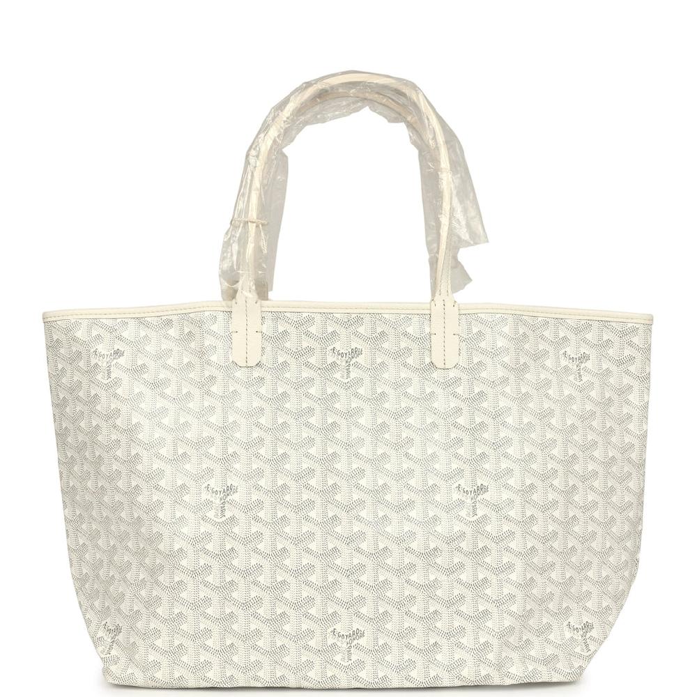 Goyard Goyardine White Saint Louis PM Tote Bag Palladium Hardware