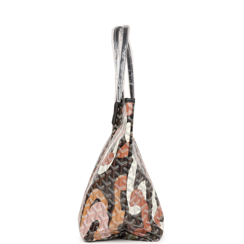 Goyard Limited Edition Black Goyardine Canvas Pink Lettres Camouflage Saint Louis PM Tote Bag Palladium Hardware