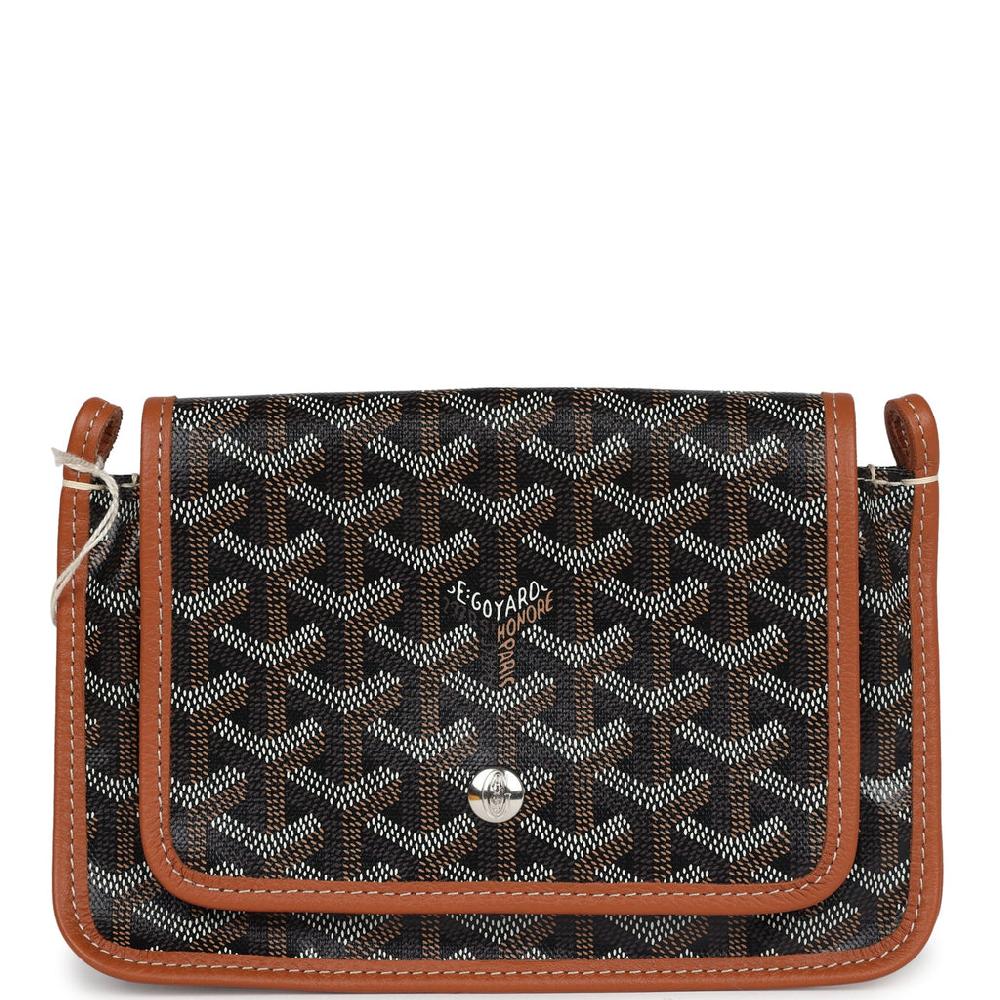 Goyard Plumet Pocket Wallet Black And Brown Goyardine Palladium Hardware