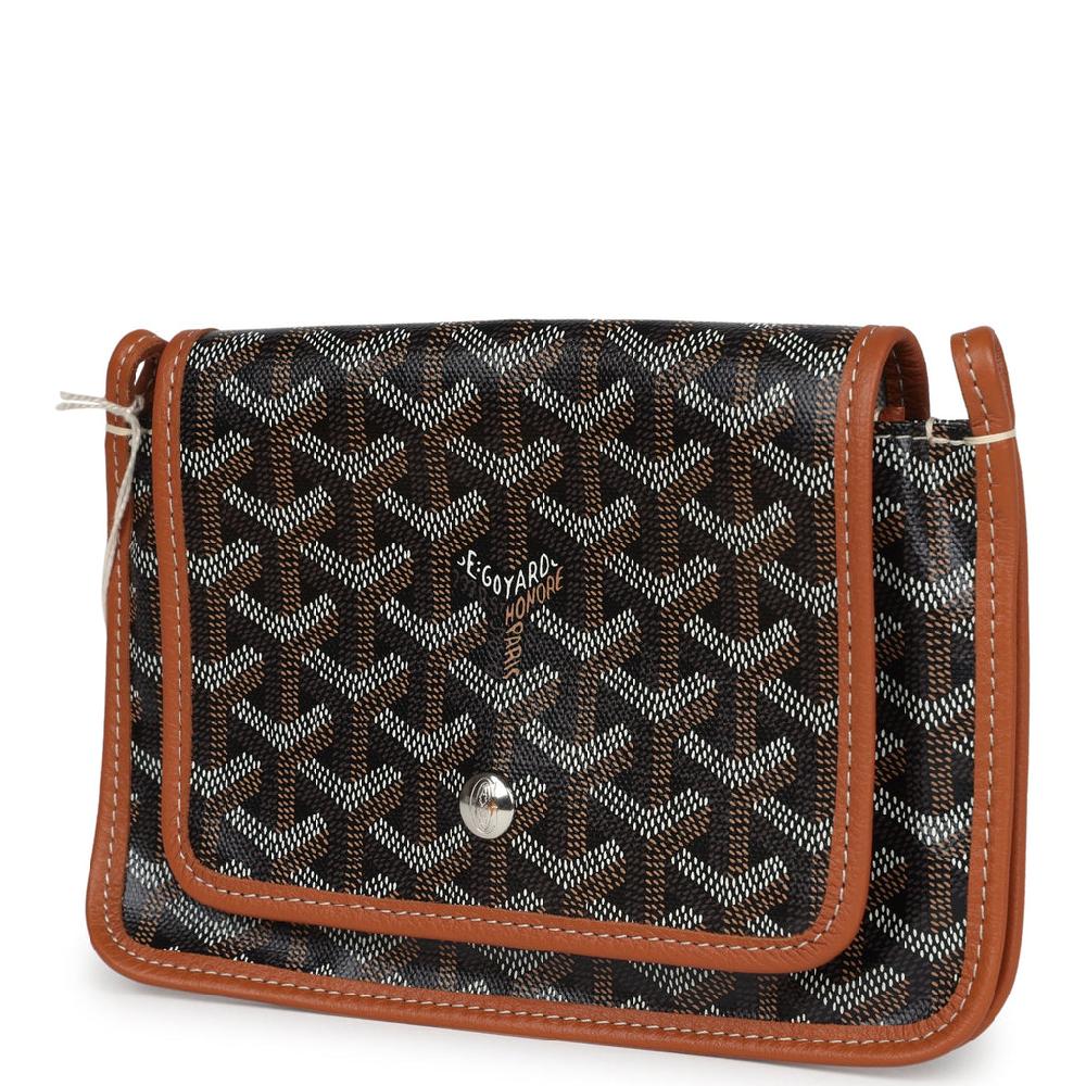 Goyard Plumet Pocket Wallet Black And Brown Goyardine Palladium Hardware