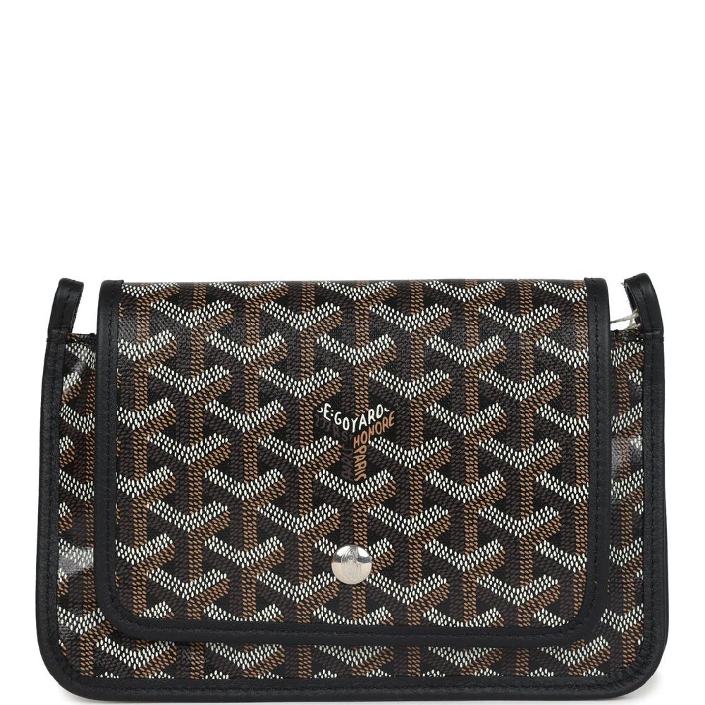 Goyard Plumet Pocket Wallet Black Goyardine Palladium Hardware