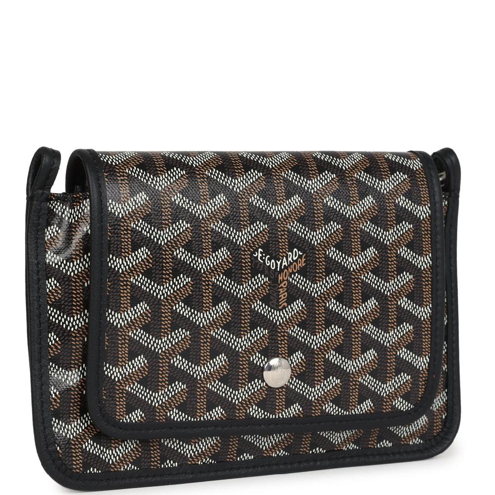 Goyard Plumet Pocket Wallet Black Goyardine Palladium Hardware