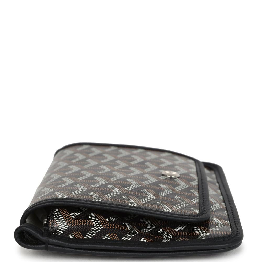 Goyard Plumet Pocket Wallet Black Goyardine Palladium Hardware