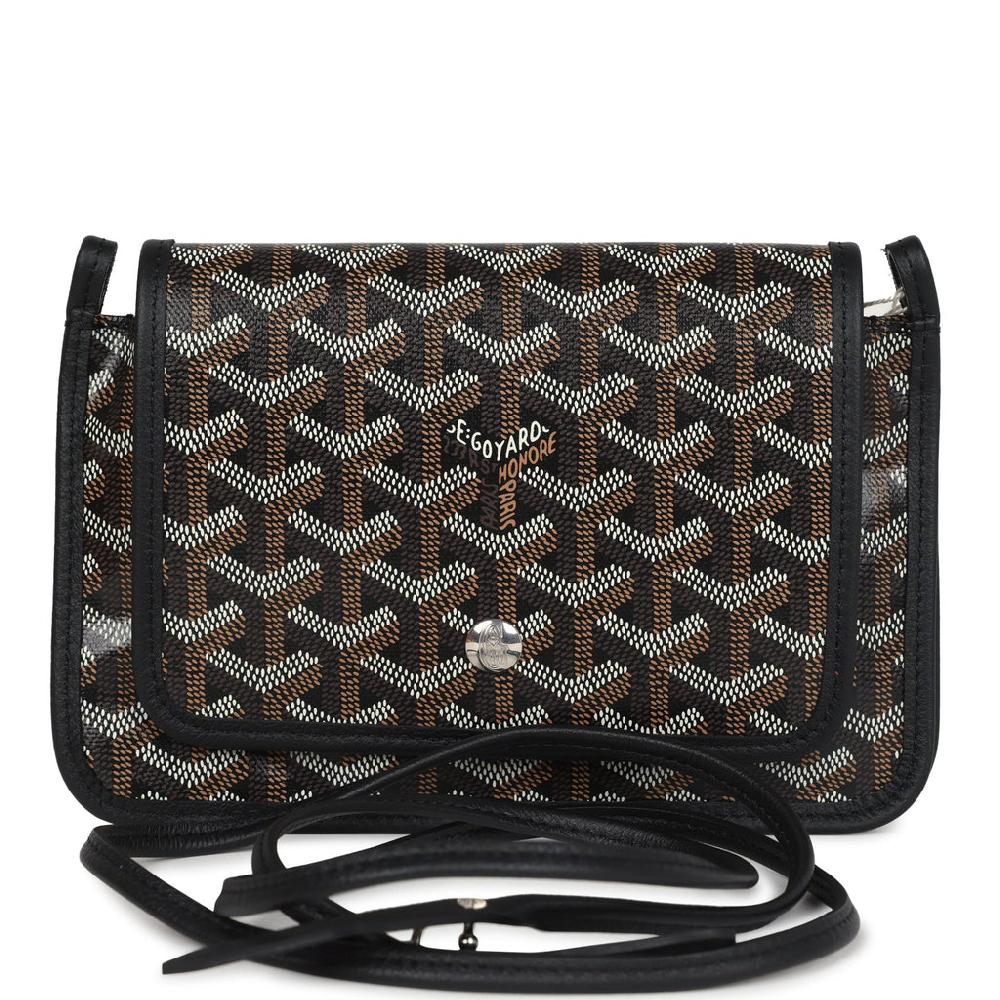 Goyard Plumet Pocket Wallet Black Goyardine Palladium Hardware