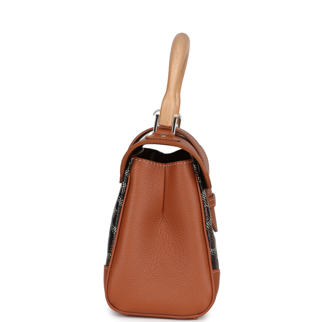 Goyard Saigon Souple Mini Bag Black And Brown Goyardine Canvas Palladium Hardware