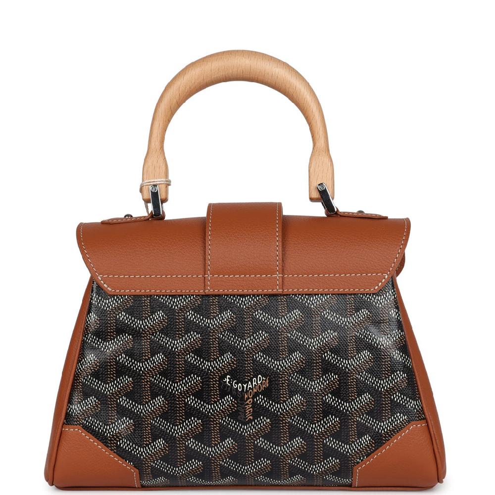 Goyard Saigon Souple Mini Bag Black And Brown Goyardine Canvas Palladium Hardware