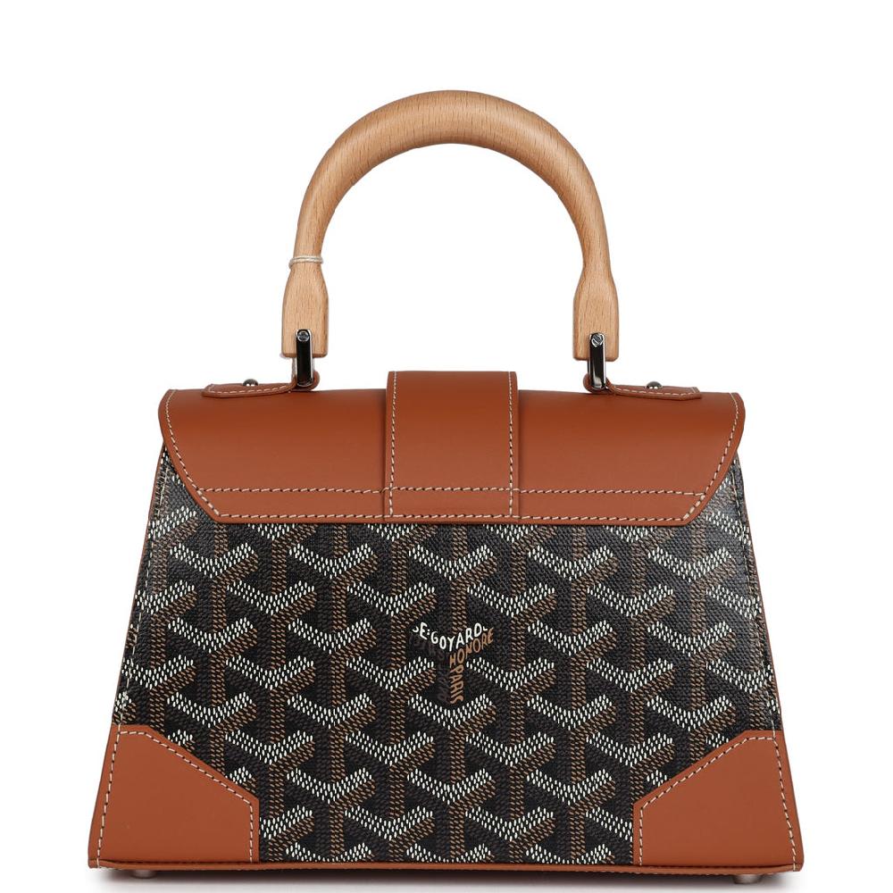Goyard Saigon Structure Mini Bag Black And Brown Goyardine Canvas Palladium Hardware