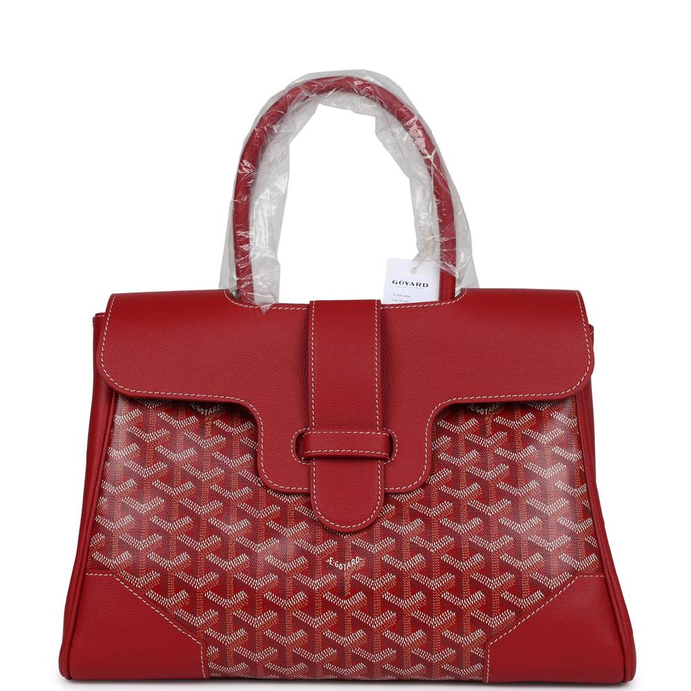 Goyard Saigon Tote Red Goyardine Canvas Palladium Hardware