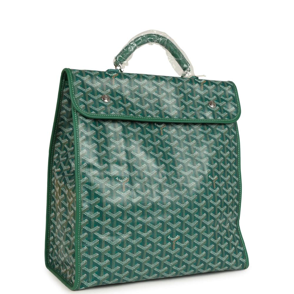 Goyard Saint Léger Backpack Green Goyardine Canvas Palladium Hardware