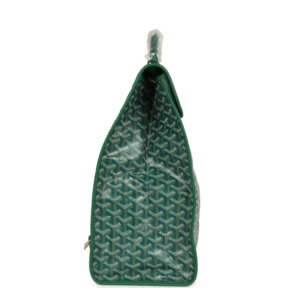 Goyard Saint Léger Backpack Green Goyardine Canvas Palladium Hardware