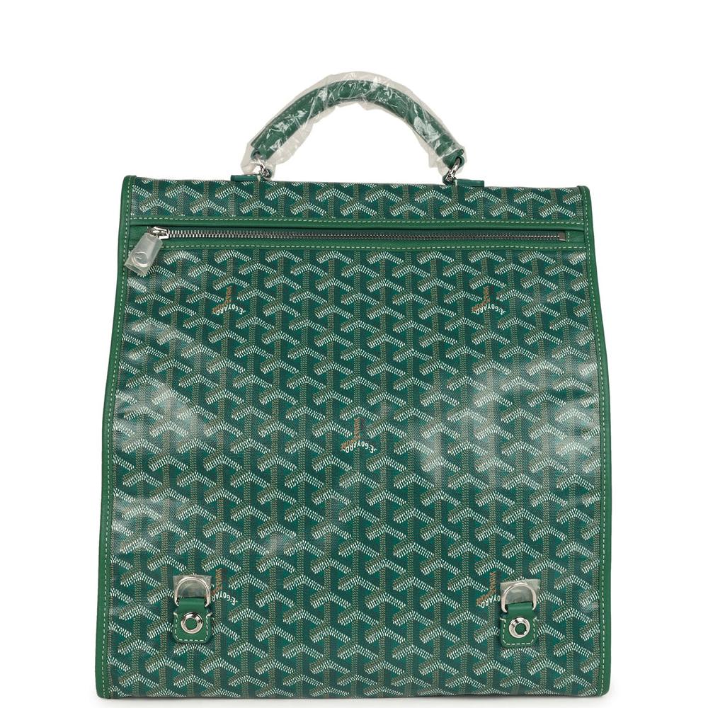 Goyard Saint Léger Backpack Green Goyardine Canvas Palladium Hardware