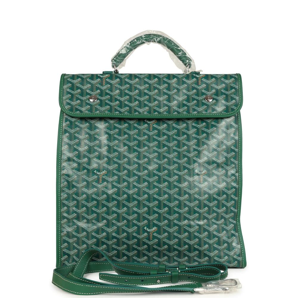 Goyard Saint Léger Backpack Green Goyardine Canvas Palladium Hardware