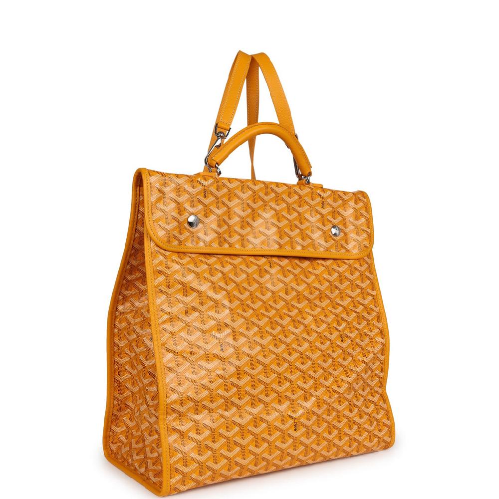 Goyard Saint Léger Backpack Yellow Goyardine Canvas Palladium Hardware