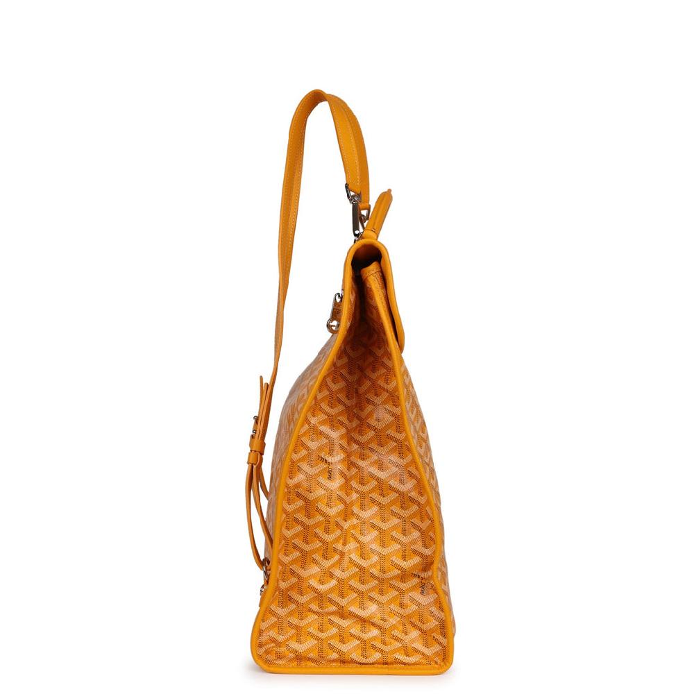 Goyard Saint Léger Backpack Yellow Goyardine Canvas Palladium Hardware