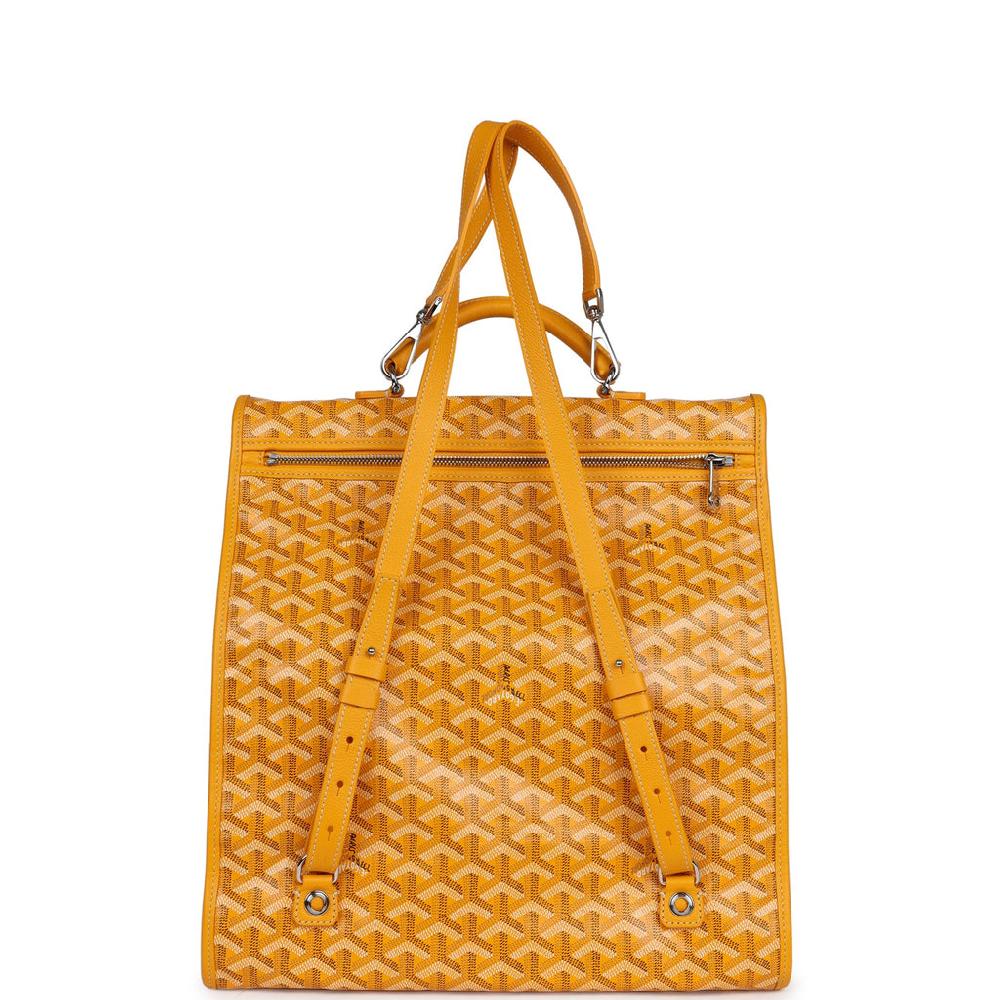 Goyard Saint Léger Backpack Yellow Goyardine Canvas Palladium Hardware