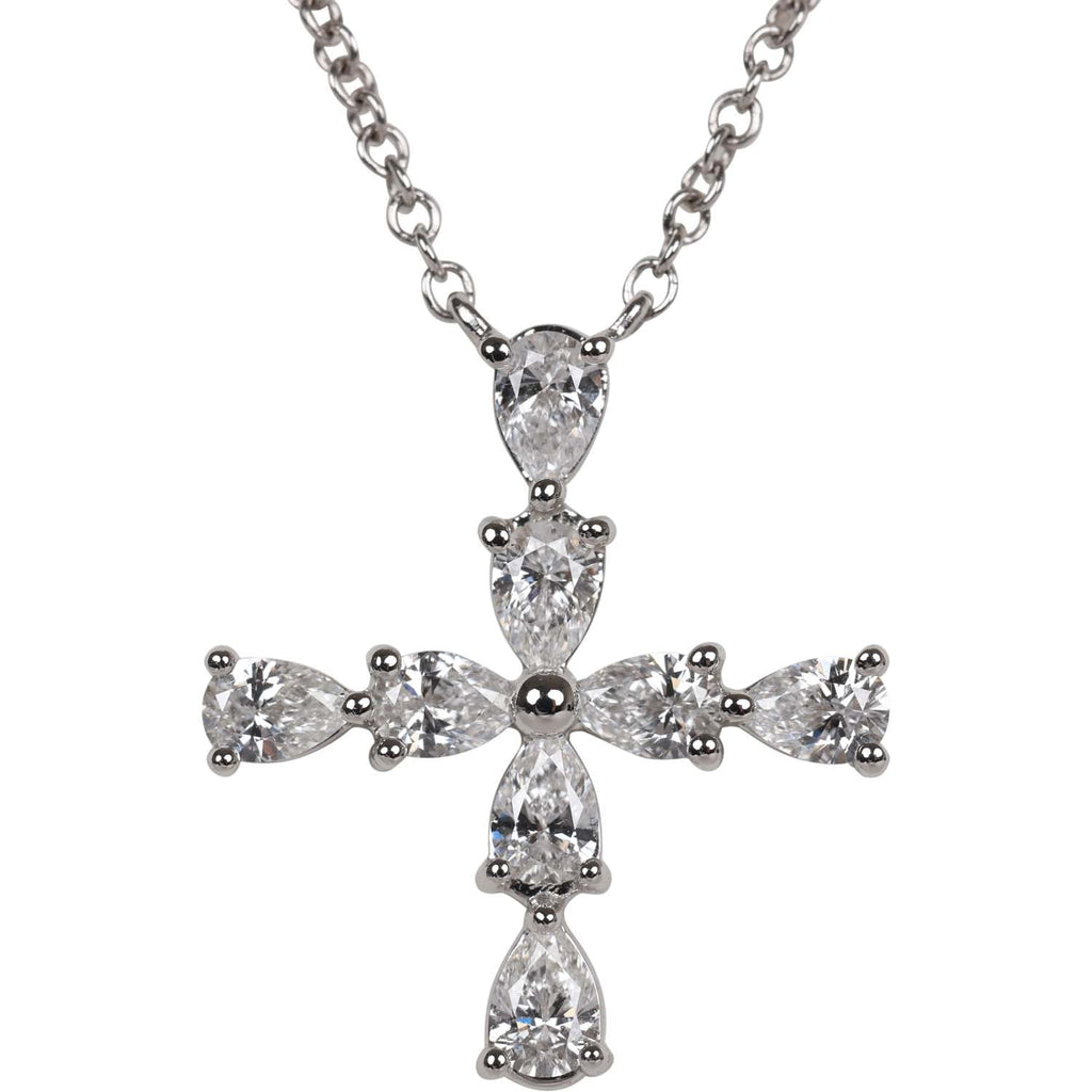 Harry Winston Symbols Cross Pendant Pear Shaped Diamonds Platinum