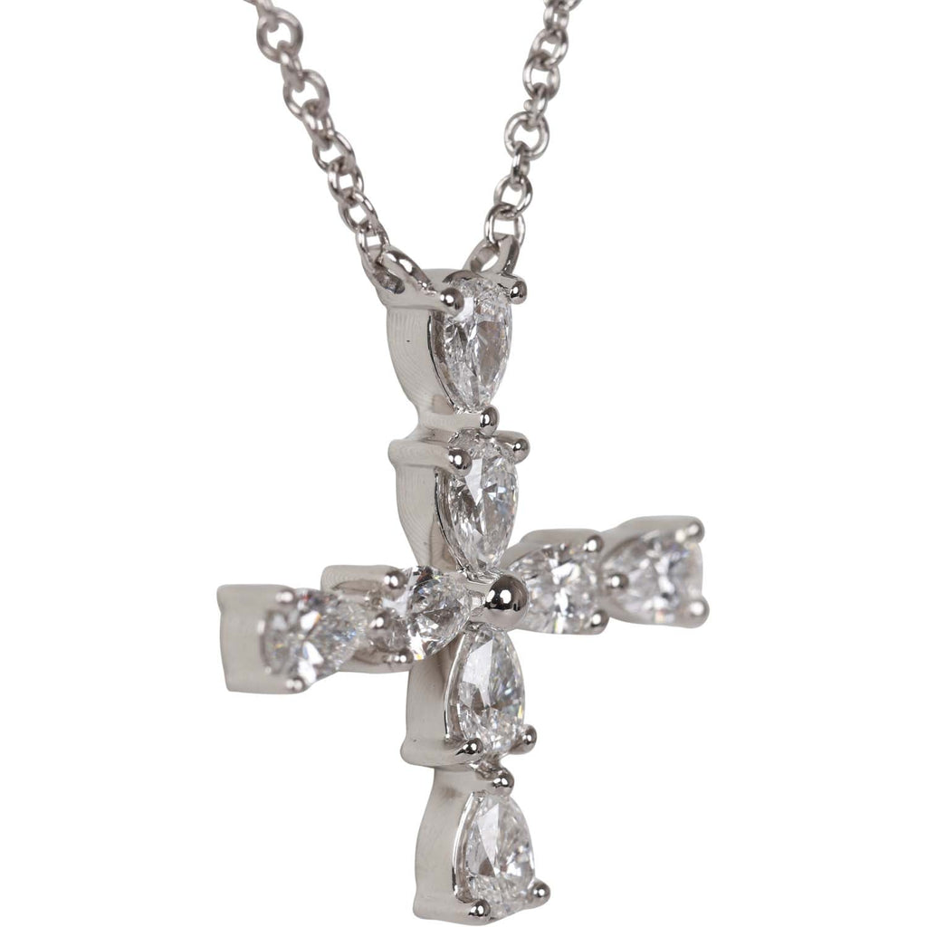 Harry Winston Symbols Cross Pendant Pear Shaped Diamonds Platinum