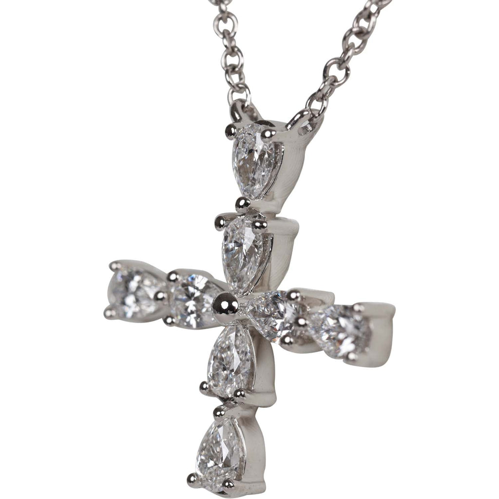 Harry Winston Symbols Cross Pendant Pear Shaped Diamonds Platinum