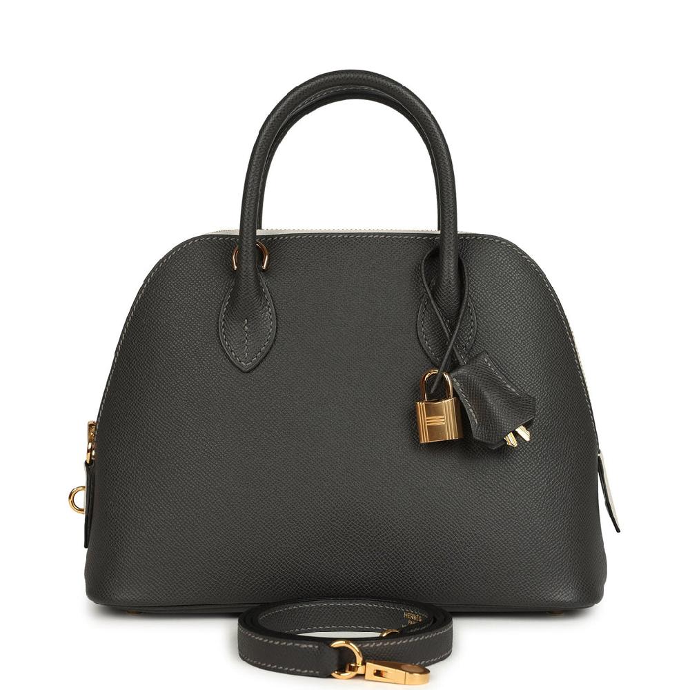 Hermes 1923 Bolide 25 Graphite and Gris Pale Epsom Gold Hardware