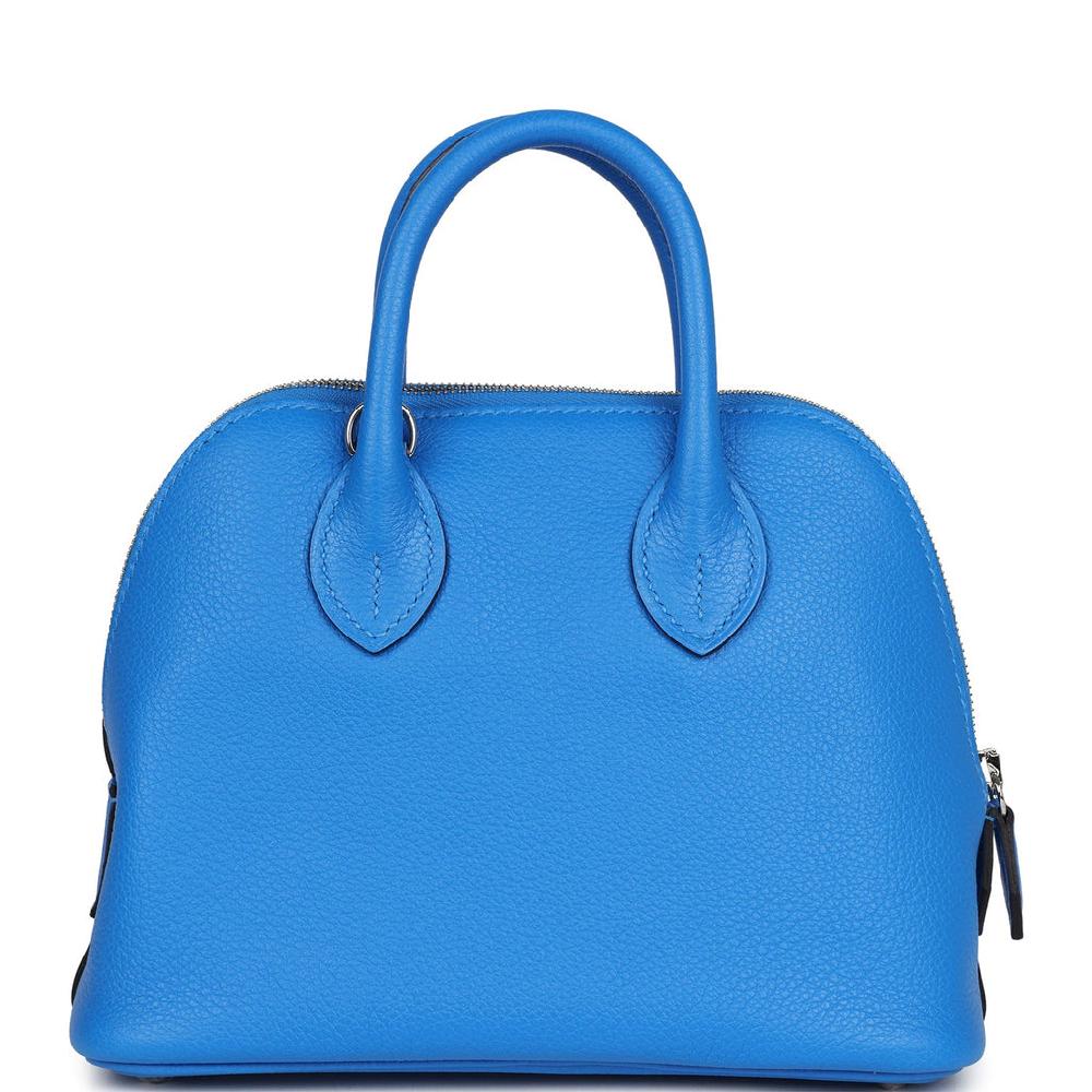 Hermes 1923 Bolide Mini Bleu France Evercolor Palladium Hardware
