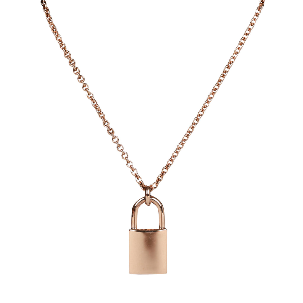 Hermes Amulettes Cadenas Pendant Necklace Diamonds & 18k Rose Gold