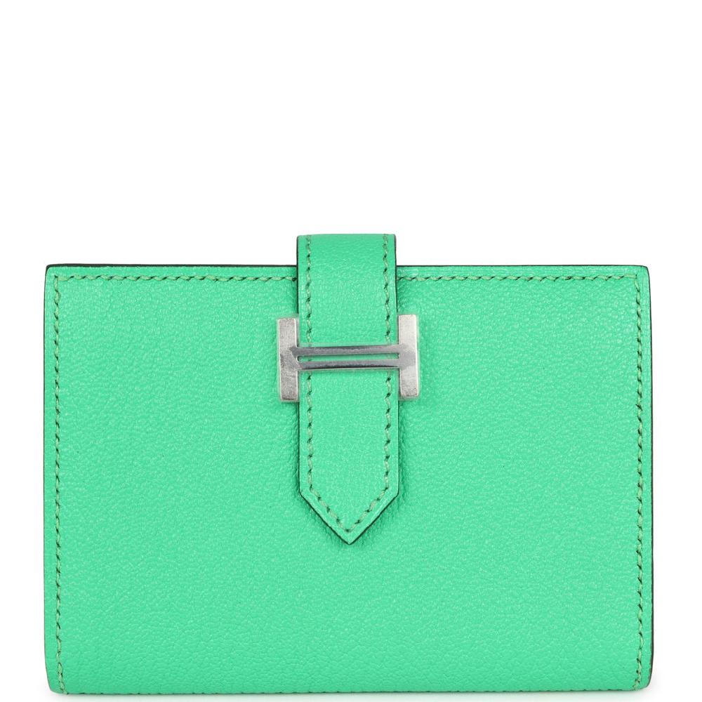 Hermes Bearn Card Holder Vert Comics Chevre Mysore Palladium Hardware