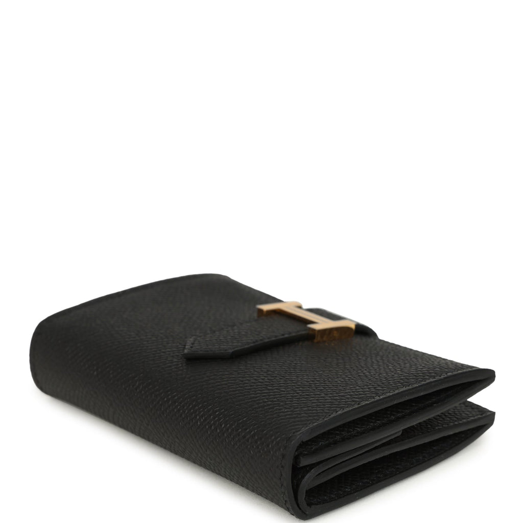 Hermes Bearn Mini Wallet Black Epsom Gold Hardware