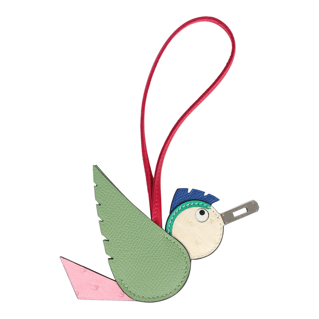 Hermes Birdy Charm Vert Criquet Bubblegum Naturel Menthe Bleu France Framboise Epsom Ostrich Chevre Mysore Swift Palladium Hardware
