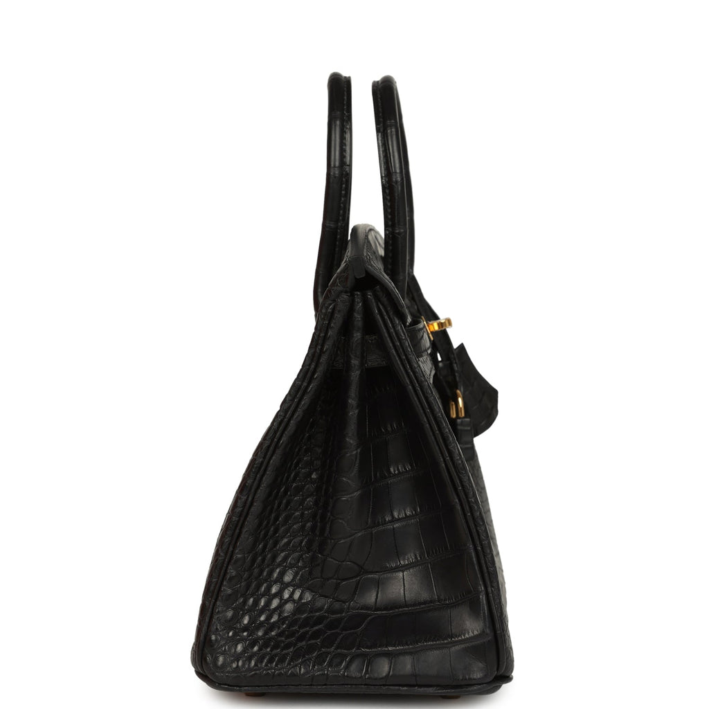 Hermes Birkin 25 Black Matte Alligator Gold Hardware
