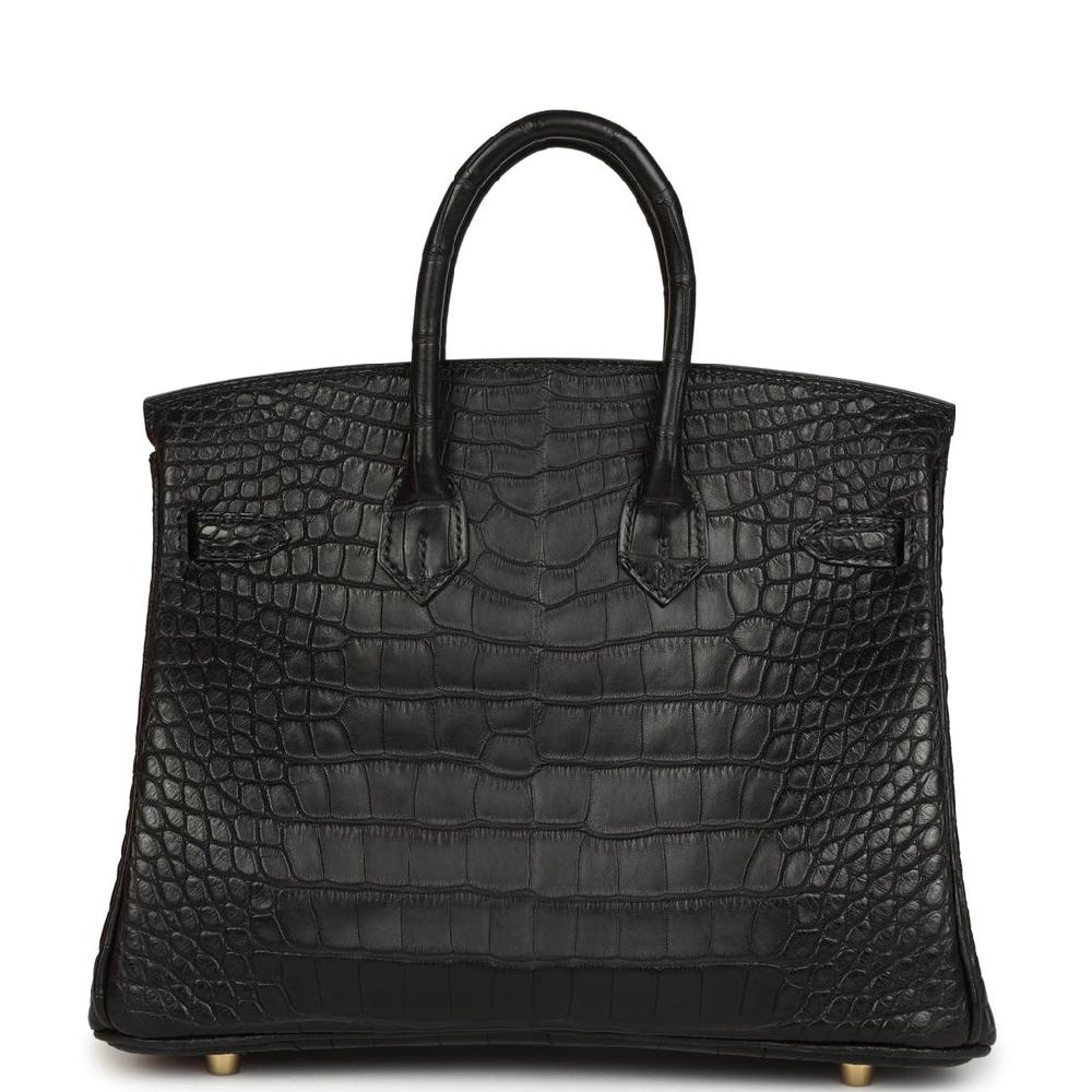 Hermes Birkin 25 Black Matte Alligator Gold Hardware