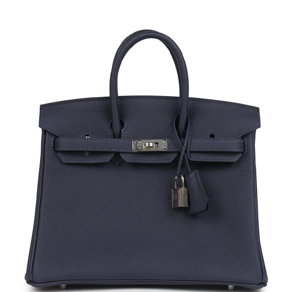 Hermes Birkin 25 Bleu Nuit Togo Palladium Hardware
