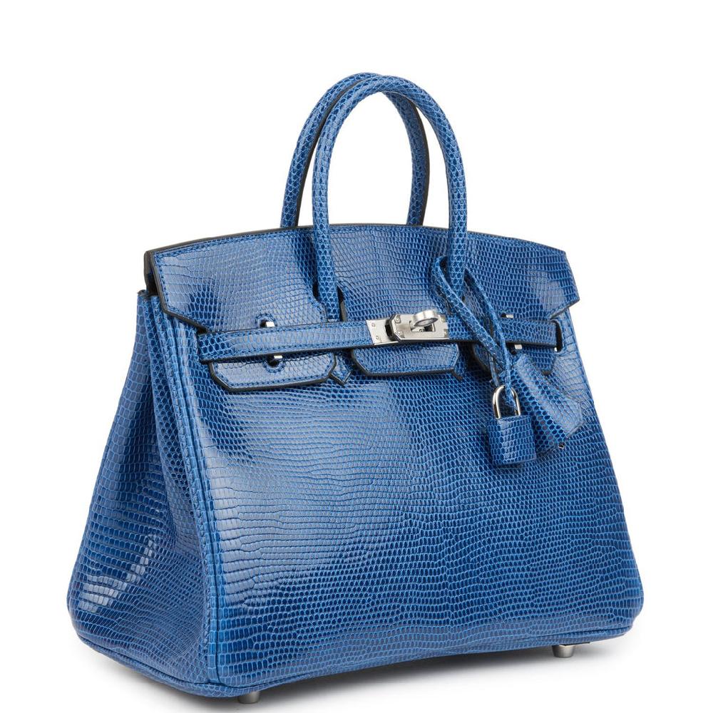 Hermes Birkin 25 Bleu Saphir Niloticus Lizard Palladium Hardware