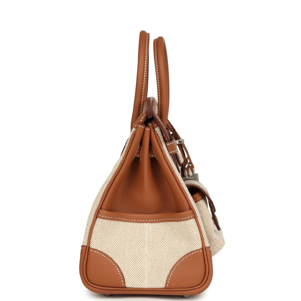 Hermes Birkin 25 Cargo Ecru-Beige Toile H And Gold Swift Palladium Hardware