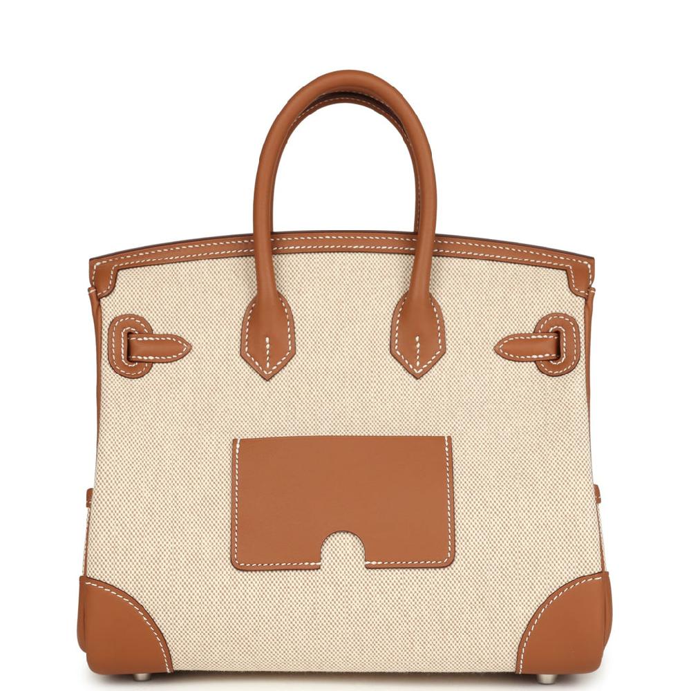 Hermes Birkin 25 Cargo Ecru-Beige Toile H And Gold Swift Palladium Hardware