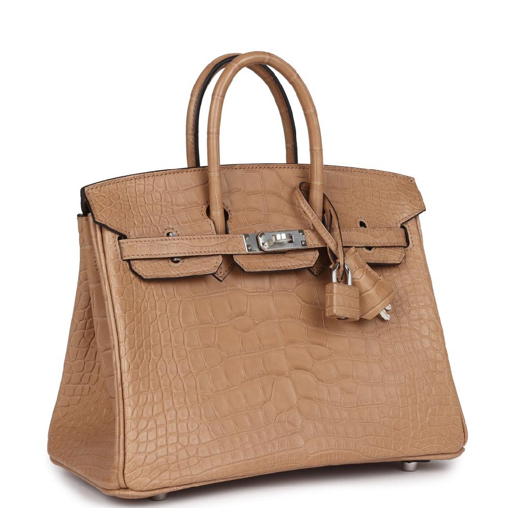 Hermes Birkin 25 Chai Matte Alligator Palladium Hardware