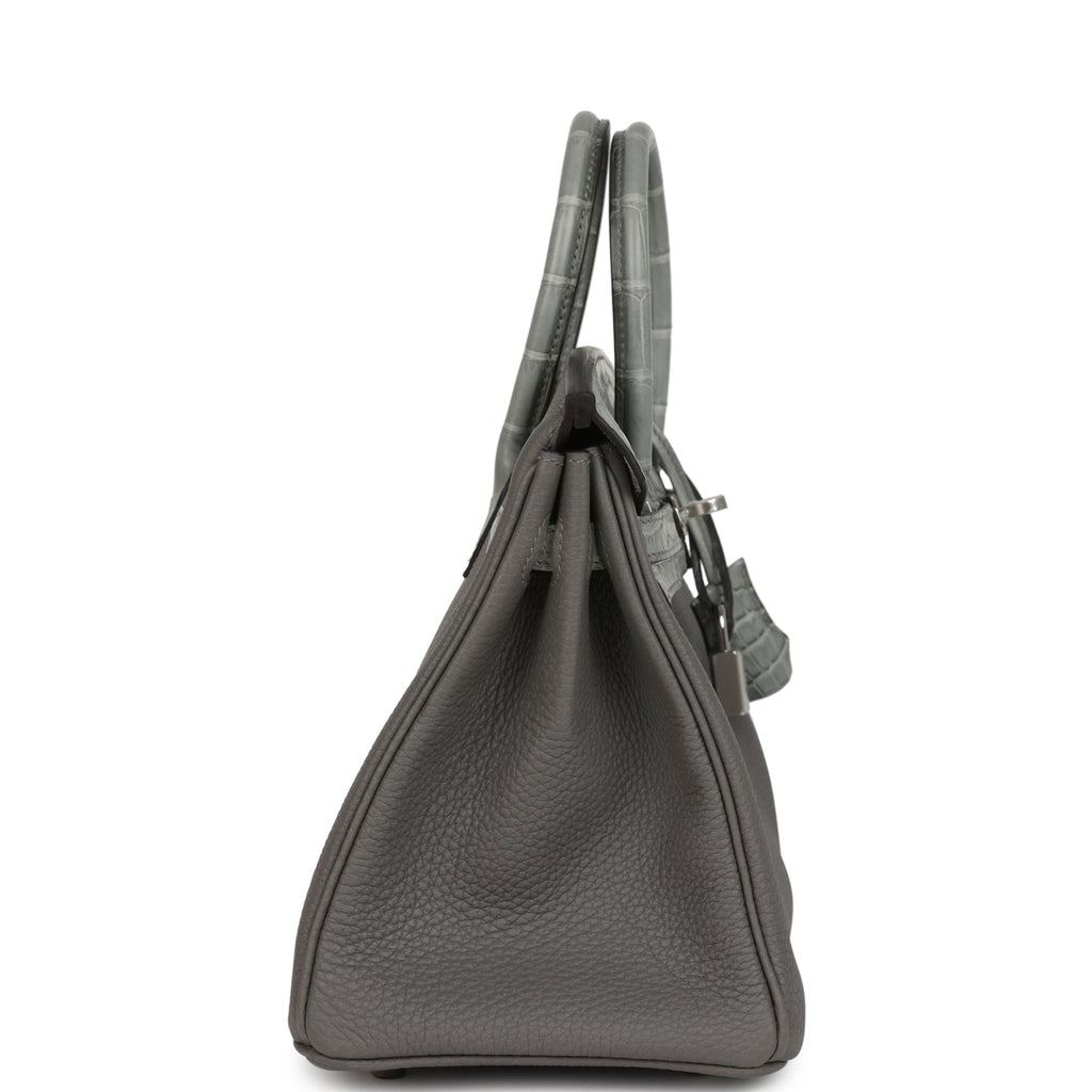 Hermes Birkin 25 Gris Meyer Togo And Gris Ciment Matte Alligator Touch Palladium Hardware