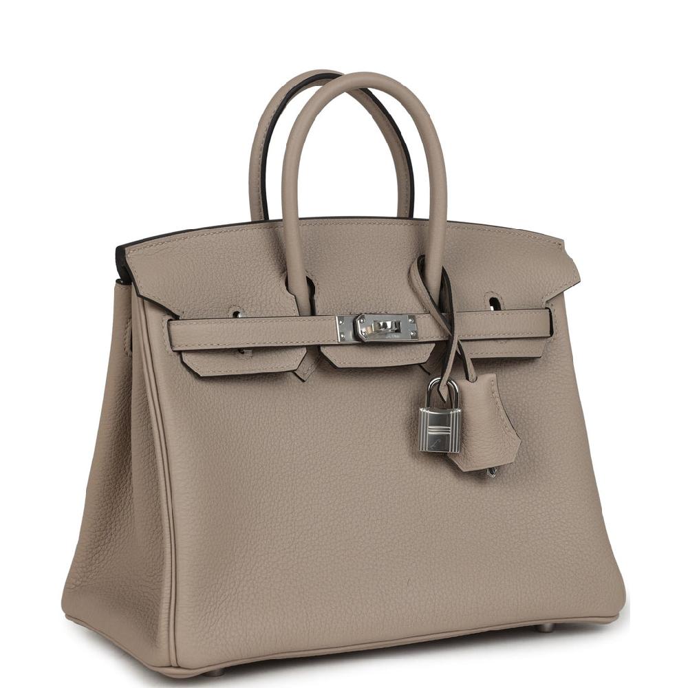 Hermes Birkin 25 Gris Tourterelle Togo Palladium Hardware