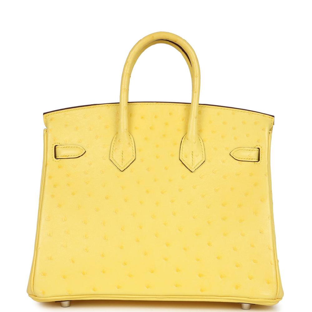Hermes Birkin 25 Jaune Citron Ostrich Palladium Hardware