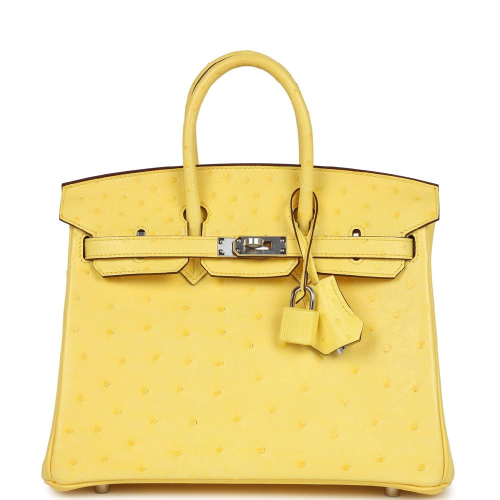 Hermes Birkin 25 Jaune Citron Ostrich Palladium Hardware Hermes Birkin 25 Jaune Citron Ostrich Palladium Hardware
