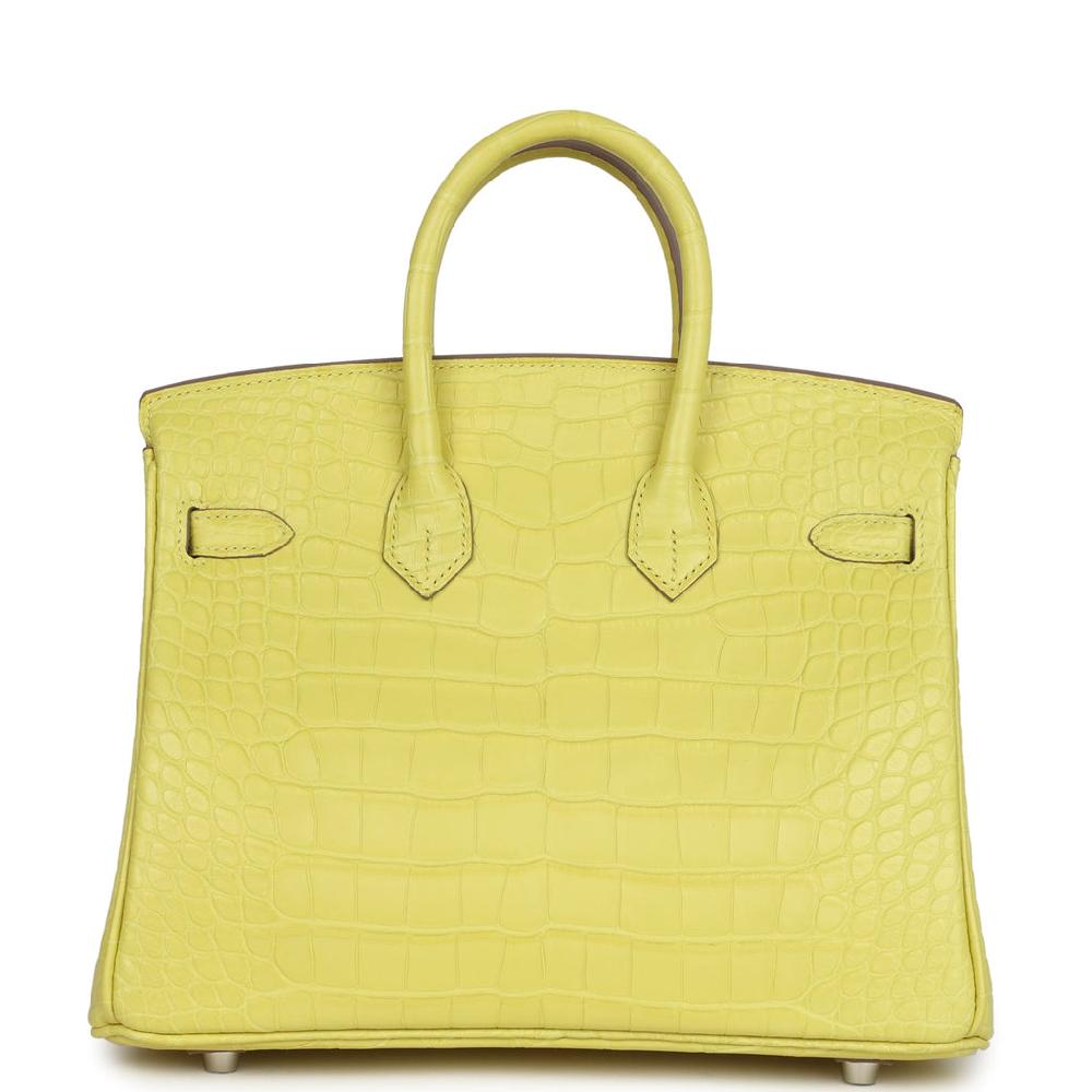 Hermes Birkin 25 Lime Matte Alligator Palladium Hardware